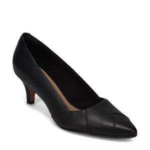 Clarks Collection Linvale Sage Black Comfort Kitten Heel Career Pumps Size 6 W